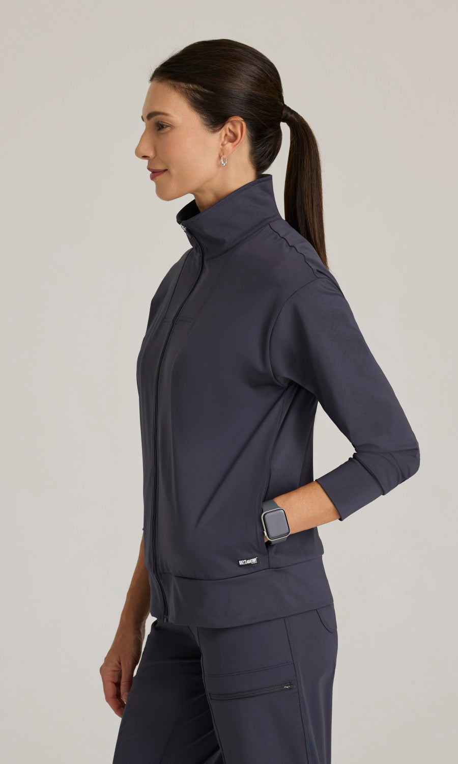 Grey's Anatomy Knits GRSW923 Ease Scrub Jacket Jacket Steel