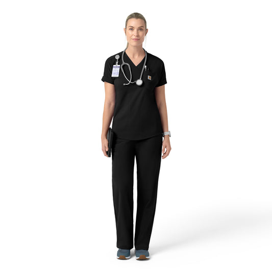 Force Cross-Flex C13190 Knit Women's V-Neck Scrub Top Black
