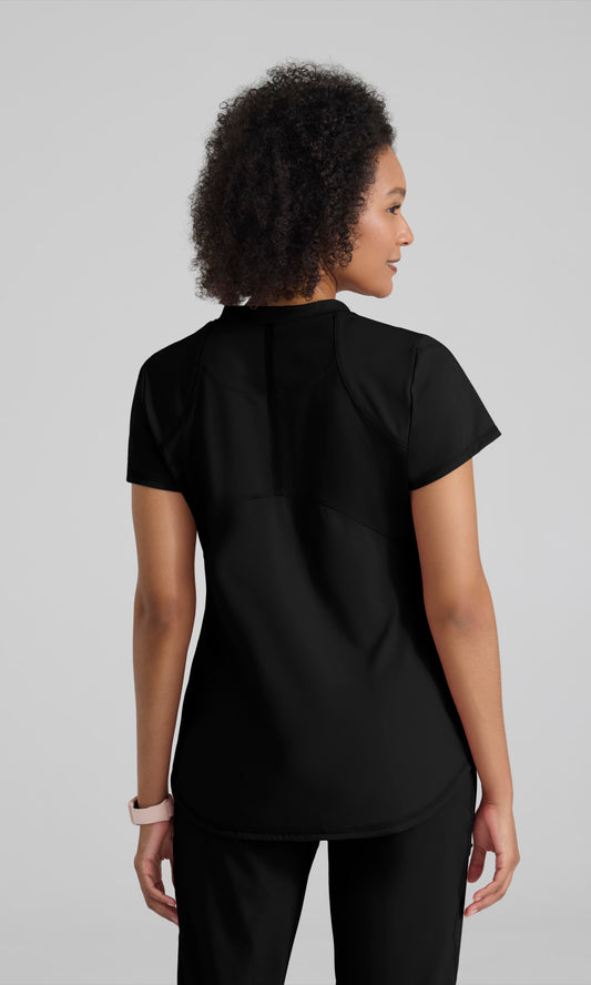 Grey's Anatomy Knits GRST249 Define Knit Scrub Top Black
