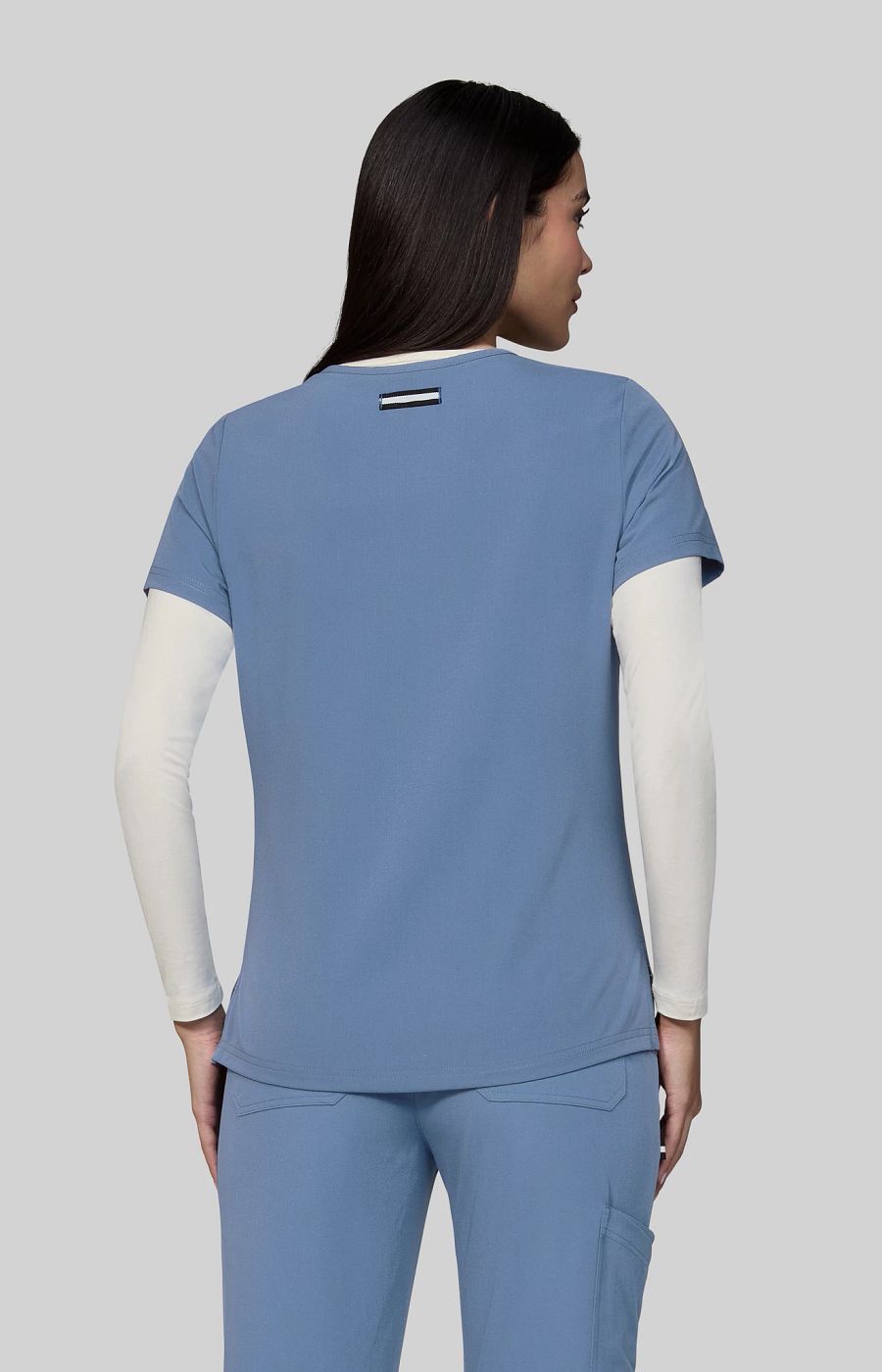 Next Gen Ready to Work Women's 1-Pocket Tuck-In Scrub Top Bluestone