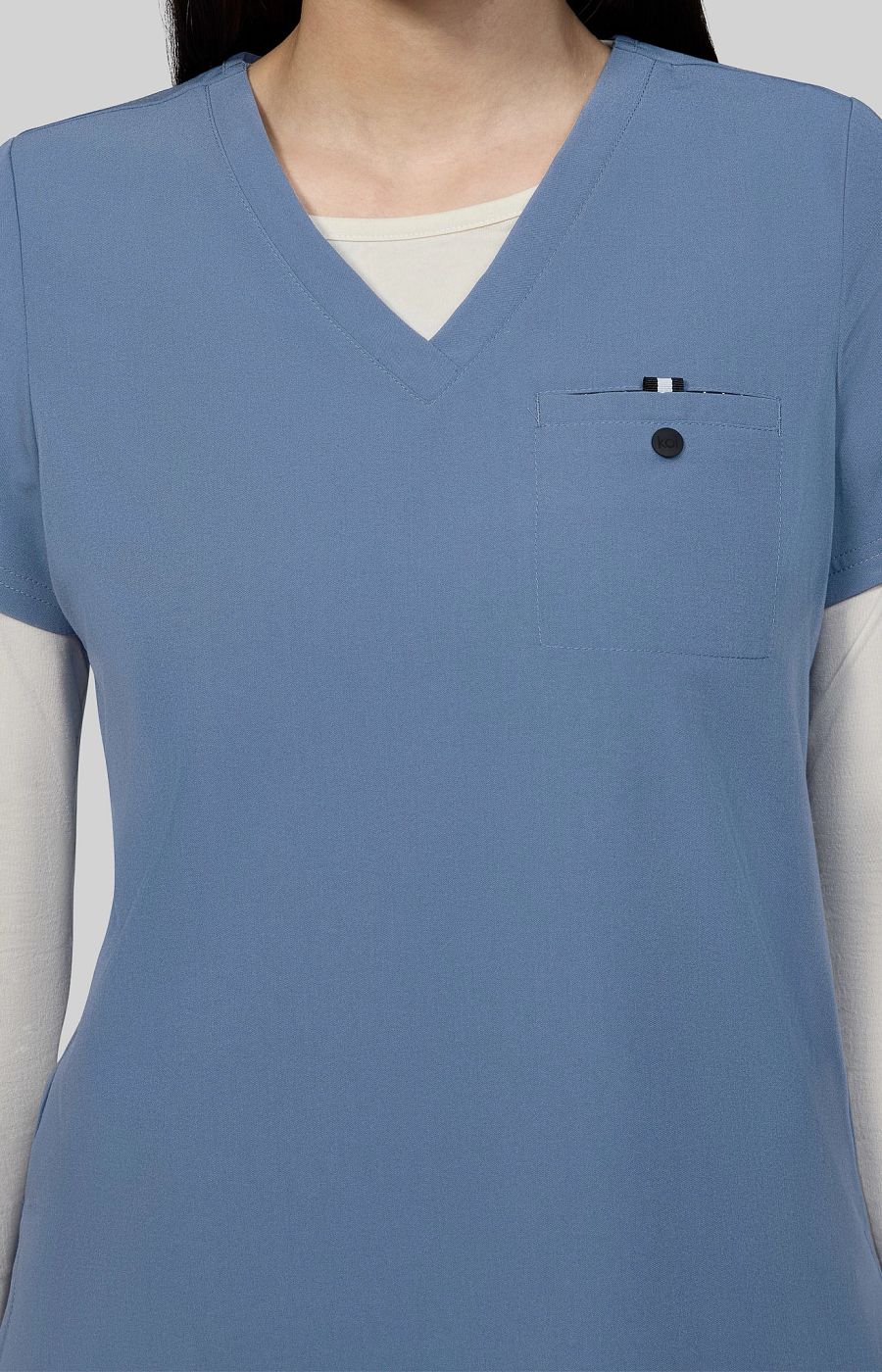 Next Gen Ready to Work Women's 1-Pocket Tuck-In Scrub Top Bluestone