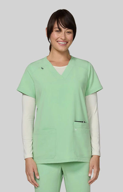 Next Gen Hustle and Heart Women's 3-Pocket Stretch Scrub Top Pistachio