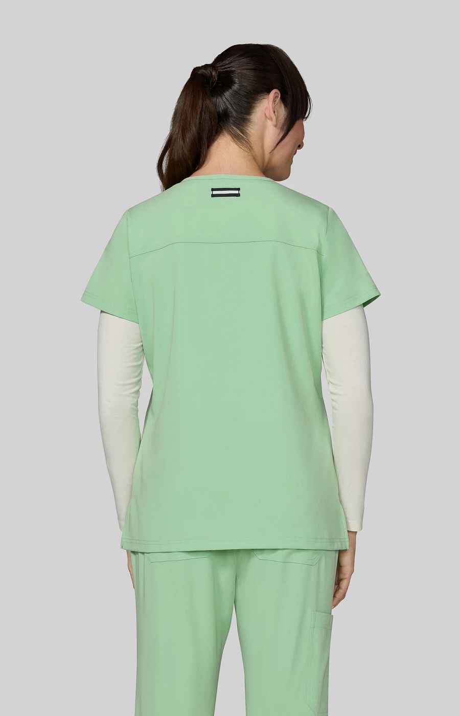 Next Gen Hustle and Heart Women's 3-Pocket Stretch Scrub Top Pistachio