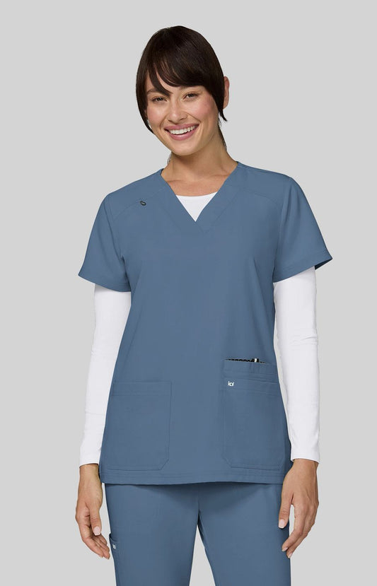 Next Gen Hustle and Heart Women's 3-Pocket Stretch Scrub Top Bluestone