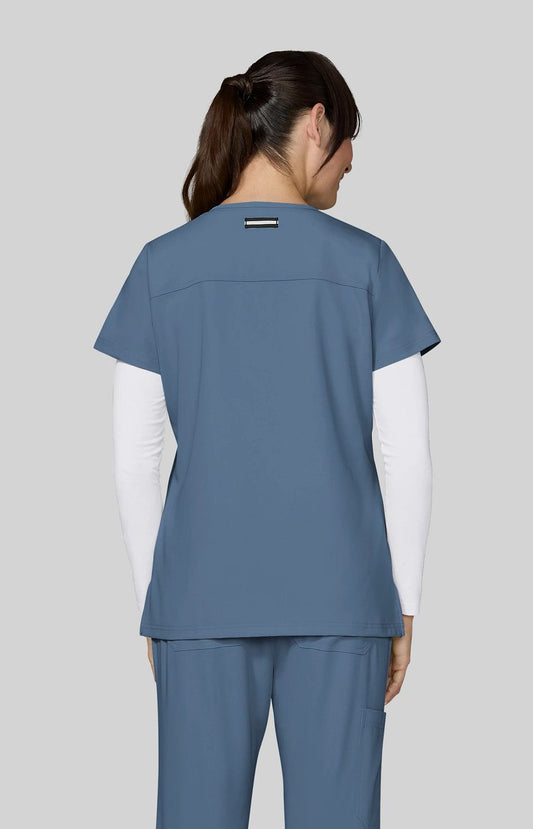 Next Gen Hustle and Heart Women's 3-Pocket Stretch Scrub Top Bluestone