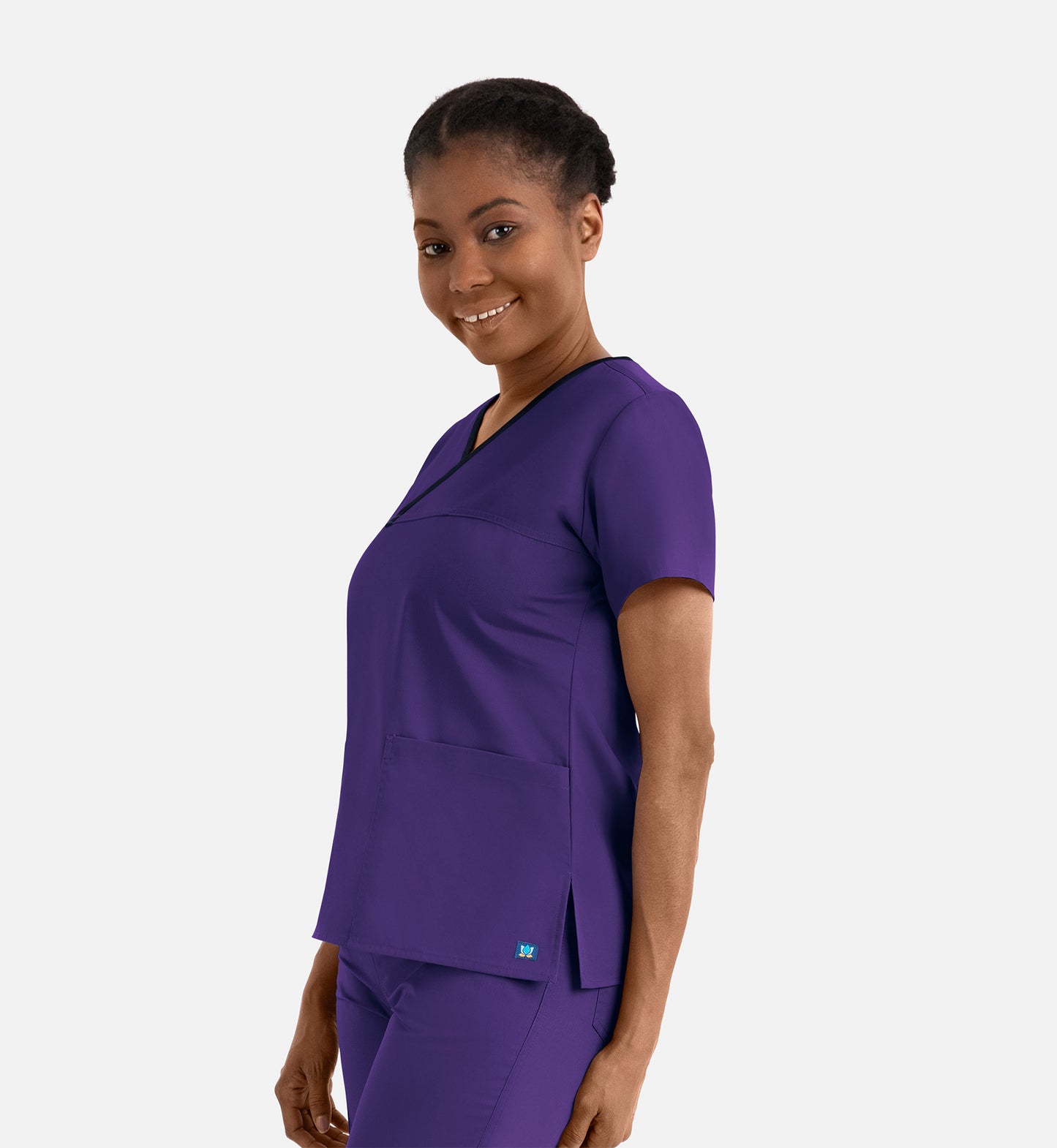 Core 1026 Women’s Contrast Mock Wrap Top Purple