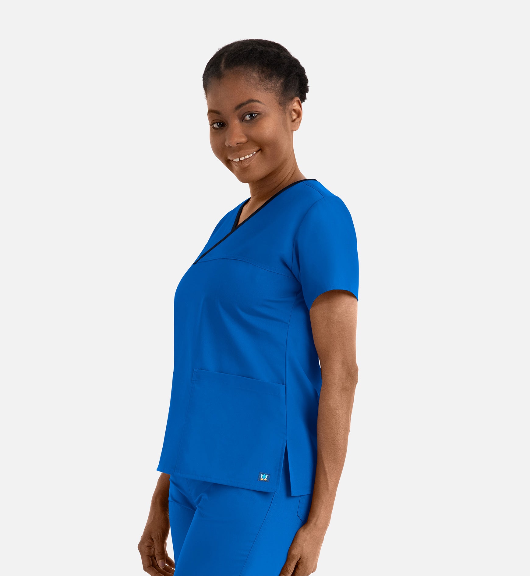 Core 1026 Women’s Contrast Mock Wrap Top Royal Blue