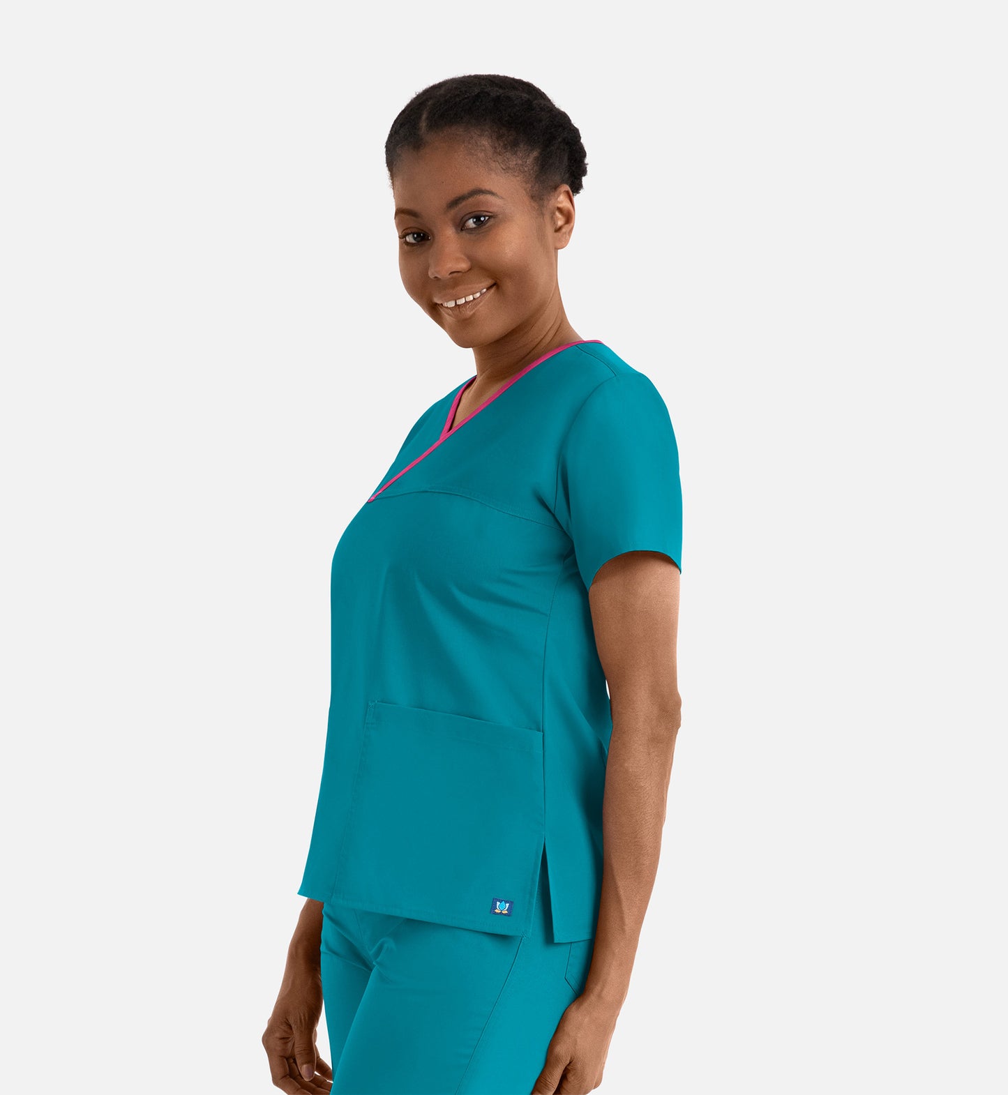 Core 1026 Women’s Contrast Mock Wrap Top Teal