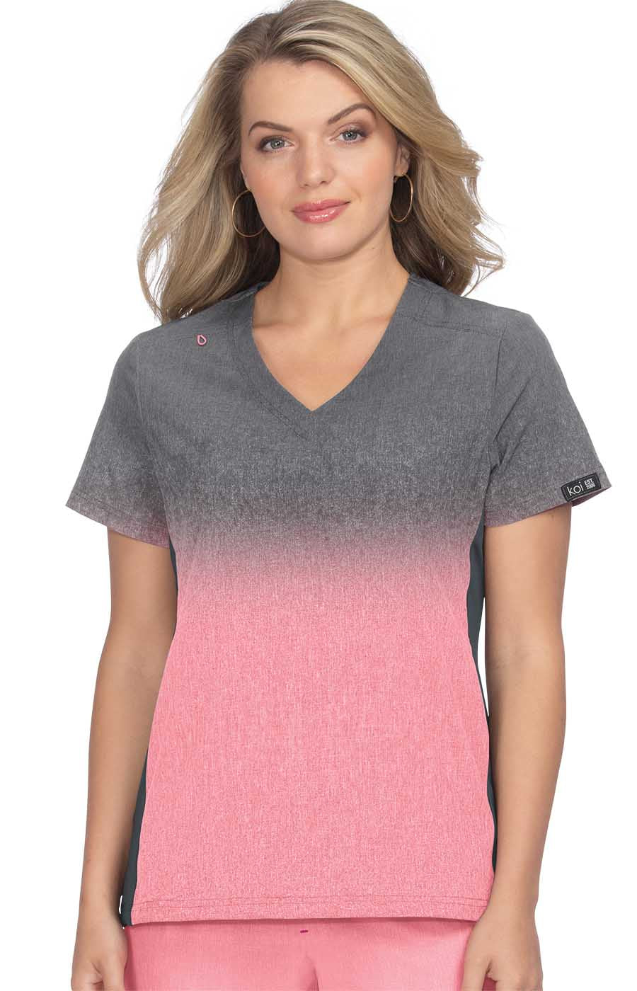 Basics 1031PR Cali Top Charcoal Heather Soft Pink Ombre