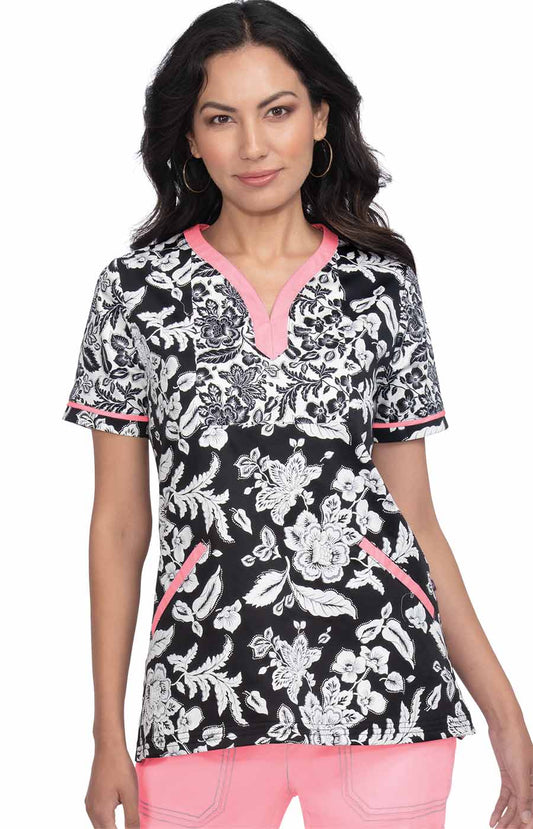 Stretch 1054PR  Lennon Top WoodBlock Floral