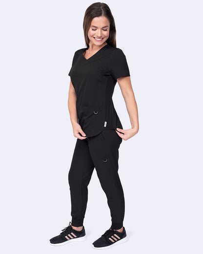 Ava Therese 1057 Madi Side Knit Top Black