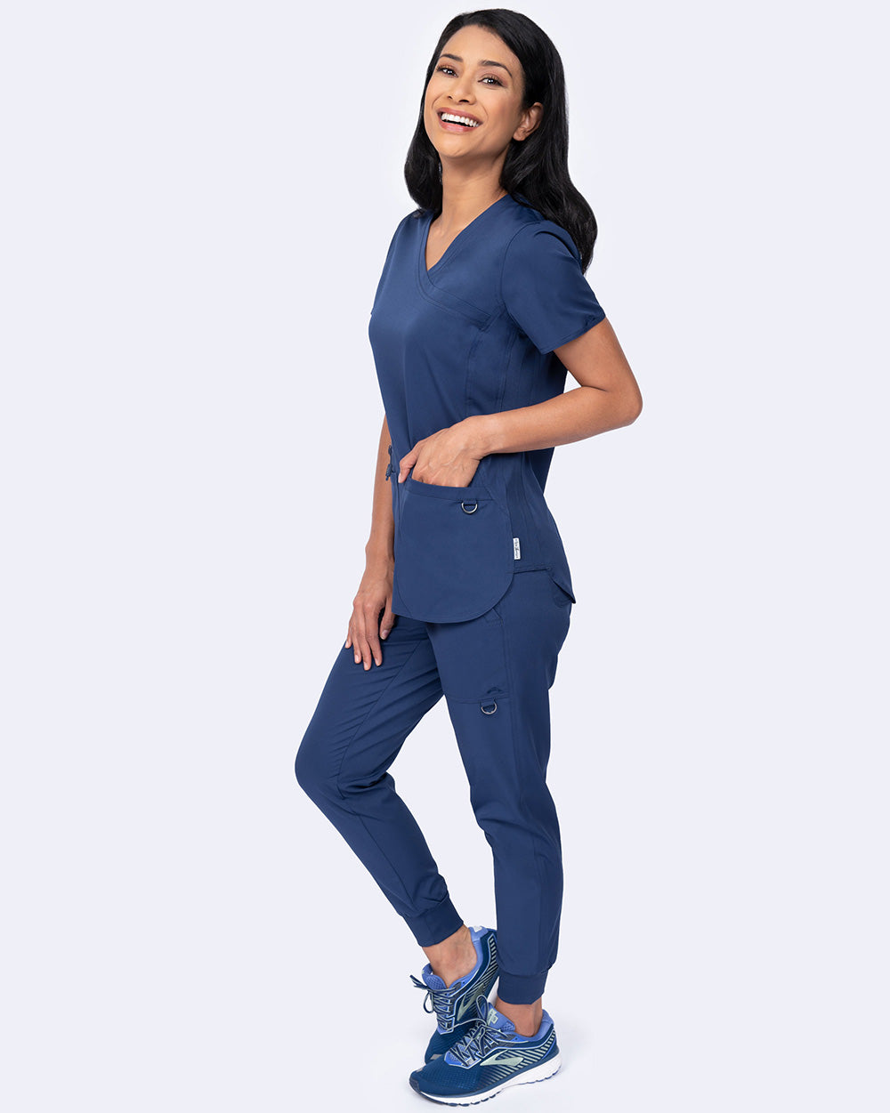 Ava Therese 1057 Madi Side Knit Top Navy