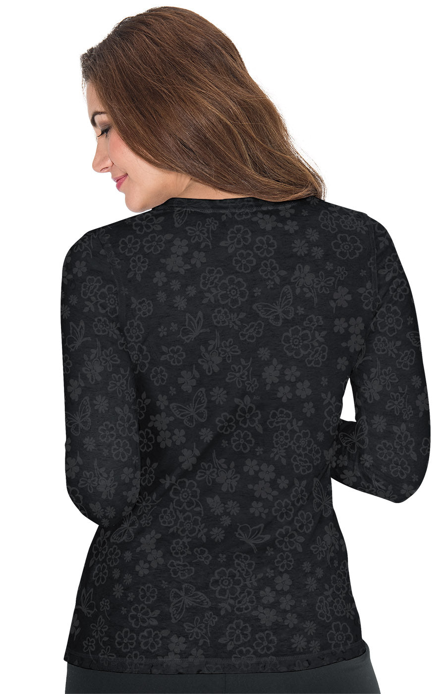 Stretch 1061PR  Presley Top Flower Burnout Black