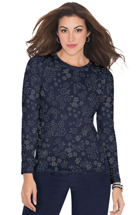 Stretch 1061PR  Presley Top Flower Burnout Navy