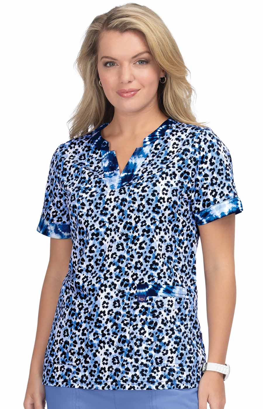 Stretch 1070PR  Elena Top Tie Dye Leopard Blue