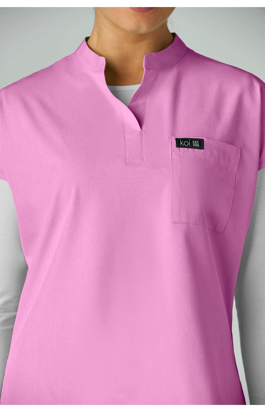 Basics Ari Women's 1-Pocket Stretch Tuck-In Scrub Top Heather Pansy