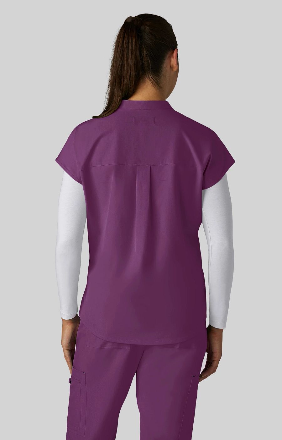 Basics Ari Women's 1-Pocket Stretch Tuck-In Scrub Top Heather Violet