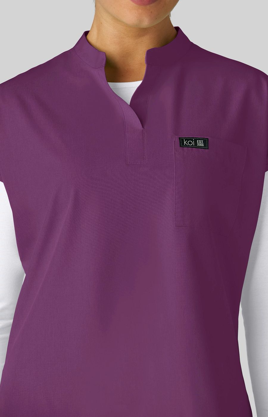 Basics Ari Women's 1-Pocket Stretch Tuck-In Scrub Top Heather Violet