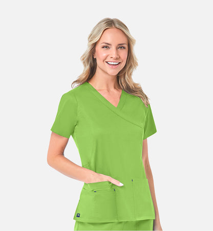 Blossom 1102 Mock Wrap Top Apple Green