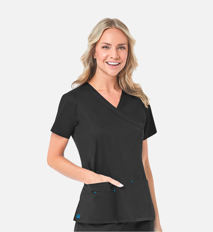 Blossom 1102 Mock Wrap Top Black