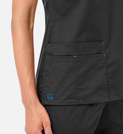 Blossom 1102 Mock Wrap Top Black