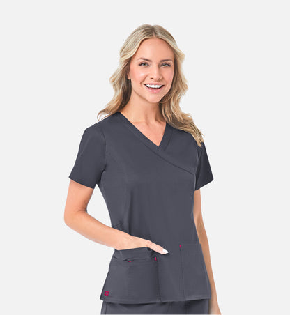 Blossom 1102 Mock Wrap Top Charcoal