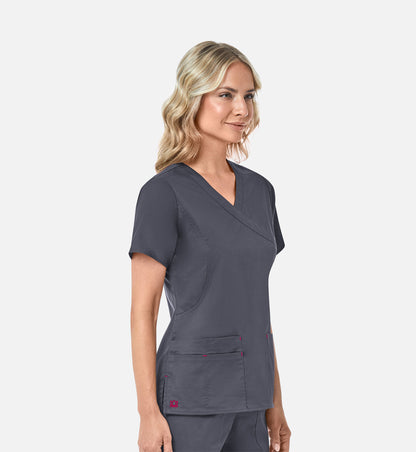 Blossom 1102 Mock Wrap Top Charcoal