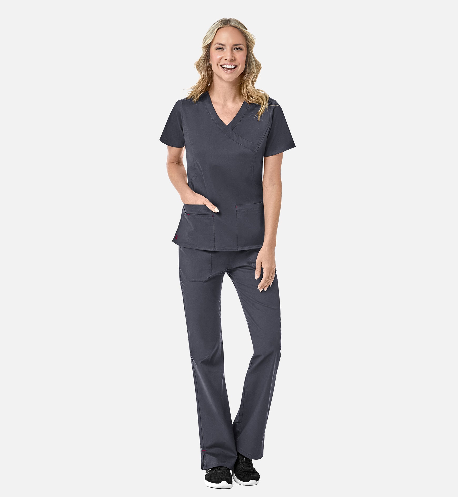 Blossom 1102 Mock Wrap Top Charcoal