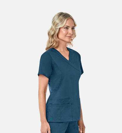 Blossom 1102 Mock Wrap Top Caribbean Blue