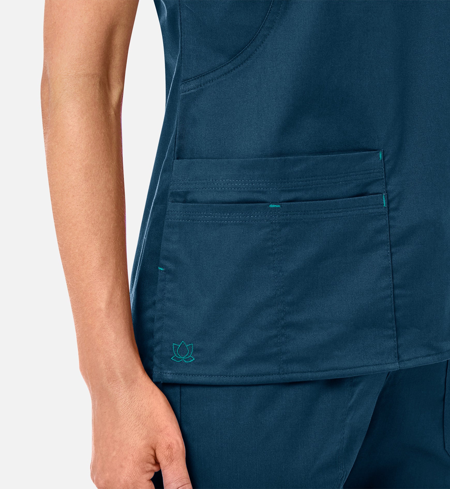 Blossom 1102 Mock Wrap Top Caribbean Blue