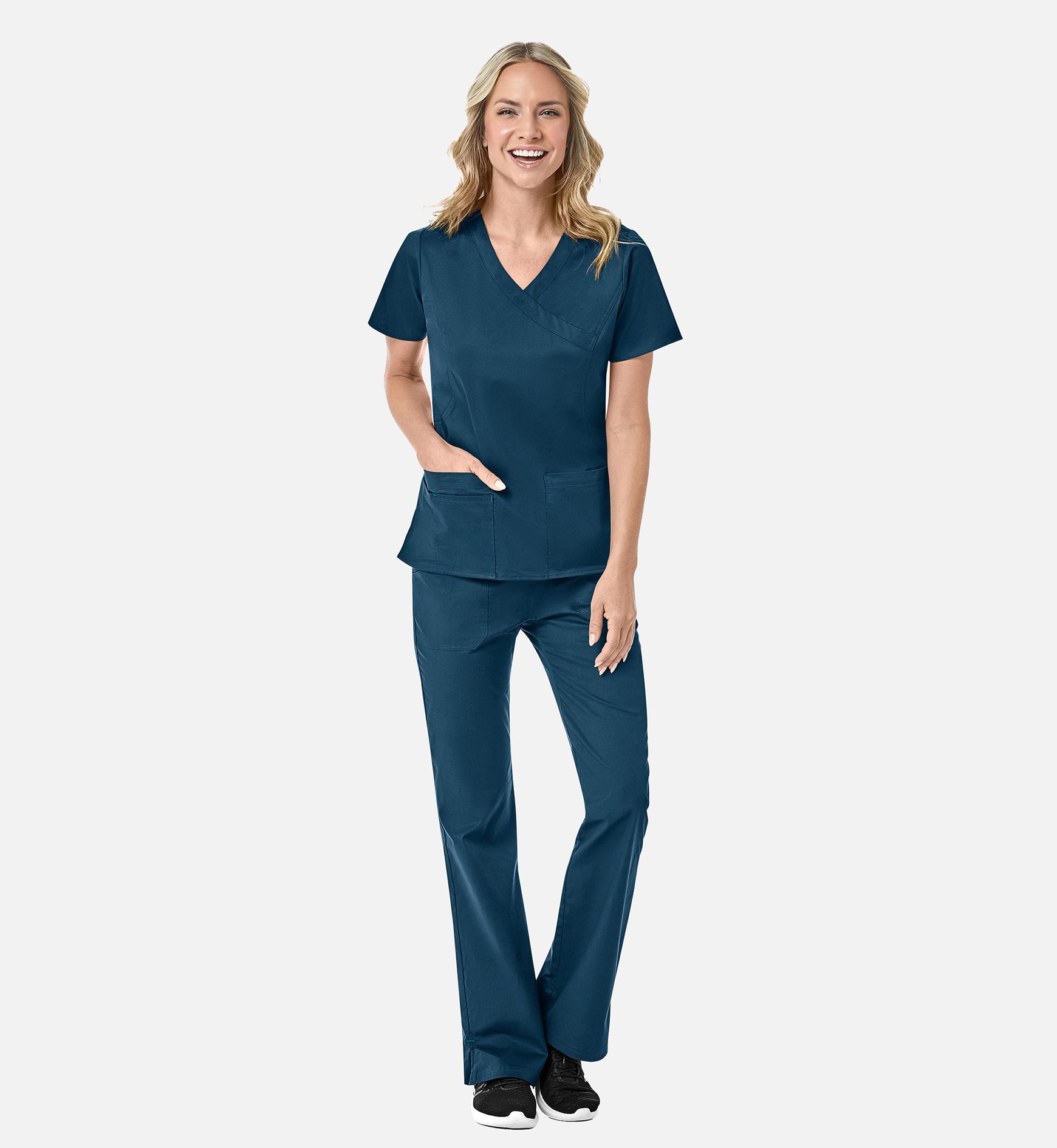 Blossom 1102 Mock Wrap Top Caribbean Blue