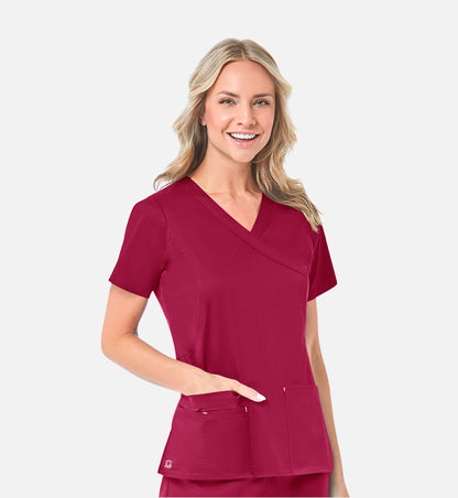 Blossom 1102 Mock Wrap Top Crimson