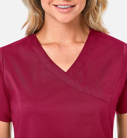 Blossom 1102 Mock Wrap Top Crimson