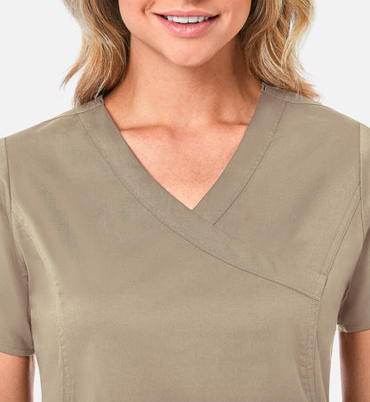 Blossom 1102 Mock Wrap Top Khaki