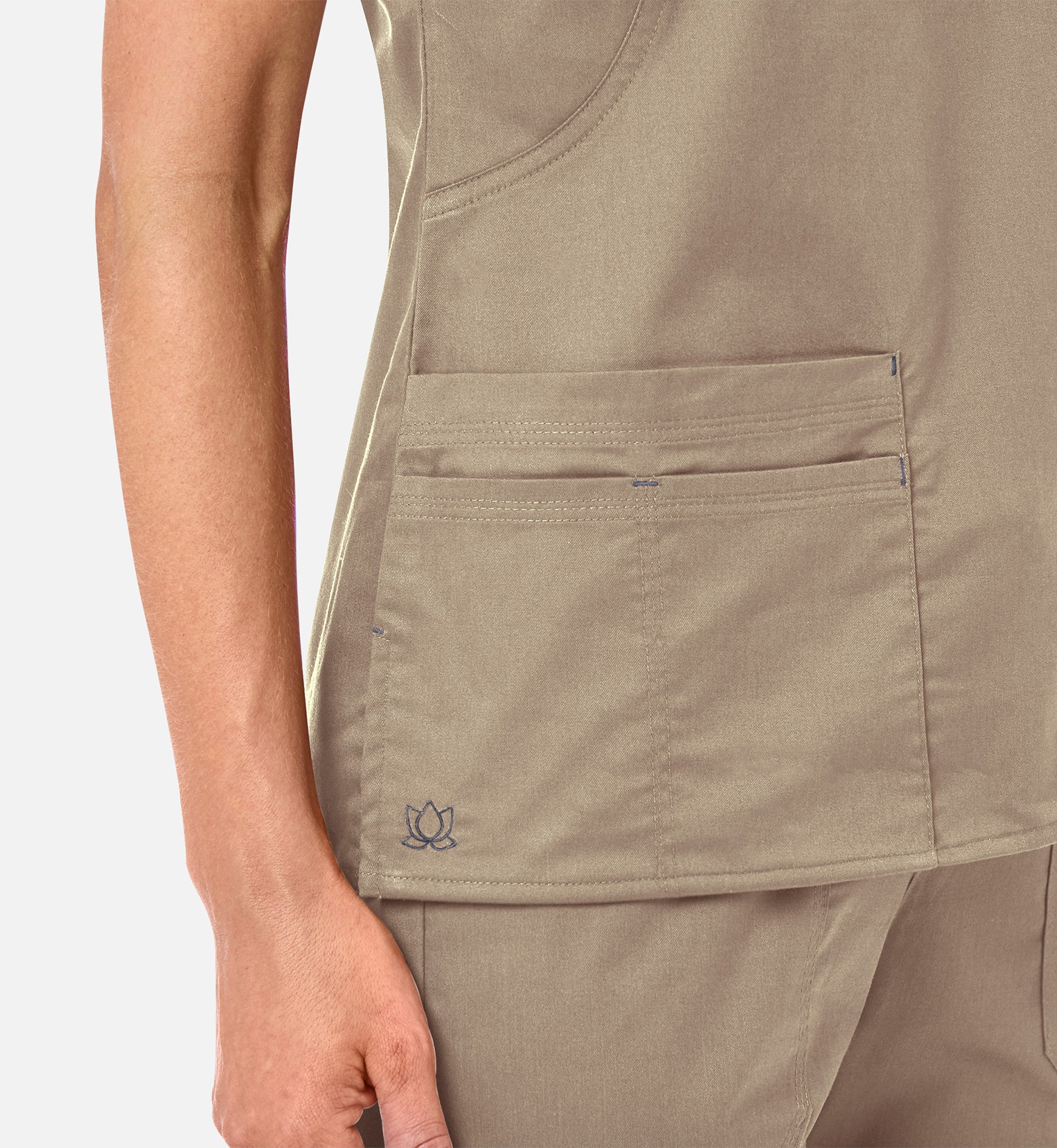 Blossom 1102 Mock Wrap Top Khaki