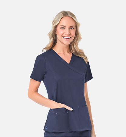 Blossom 1102 Mock Wrap Top Navy