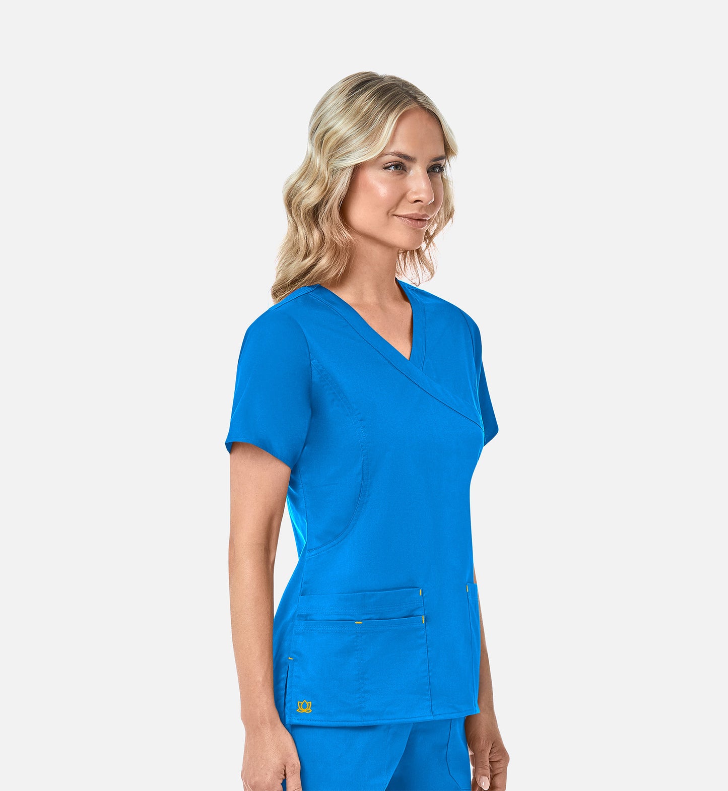 Blossom 1102 Mock Wrap Top Pacific Blue