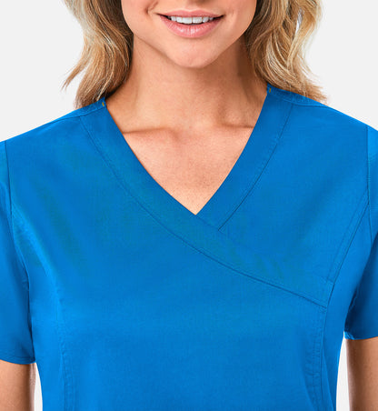 Blossom 1102 Mock Wrap Top Pacific Blue