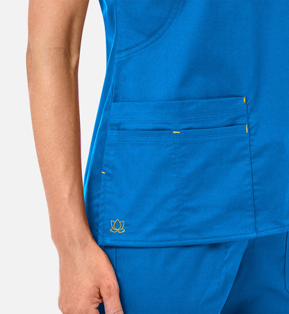 Blossom 1102 Mock Wrap Top Pacific Blue