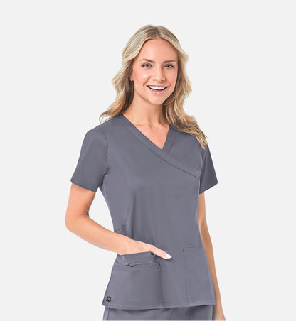 Blossom 1102 Mock Wrap Top Pewter