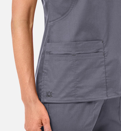 Blossom 1102 Mock Wrap Top Pewter