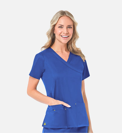 Blossom 1102 Mock Wrap Top Royal Blue