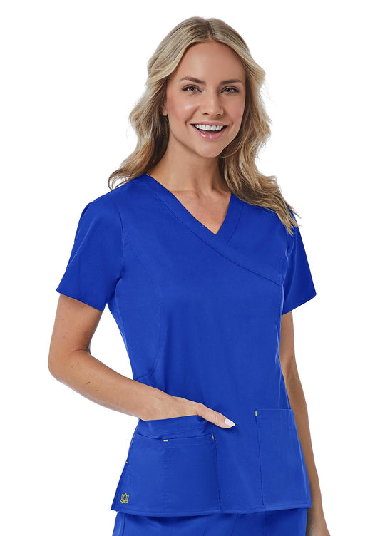 Blossom 1102 Mock Wrap Top Royal Blue