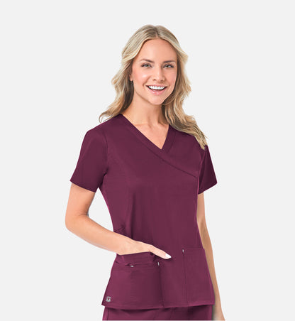 Blossom 1102 Mock Wrap Top Wine