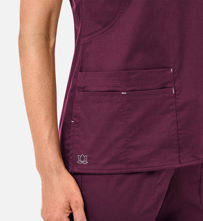 Blossom 1102 Mock Wrap Top Wine