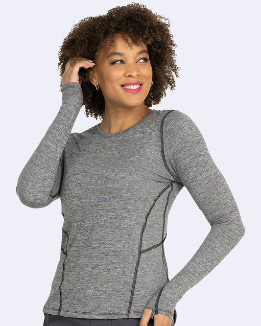 Zavate Lily Brushed Knit Tee Shirt w/Thumb Hole Style 1122 in color Heather Grey Image 1