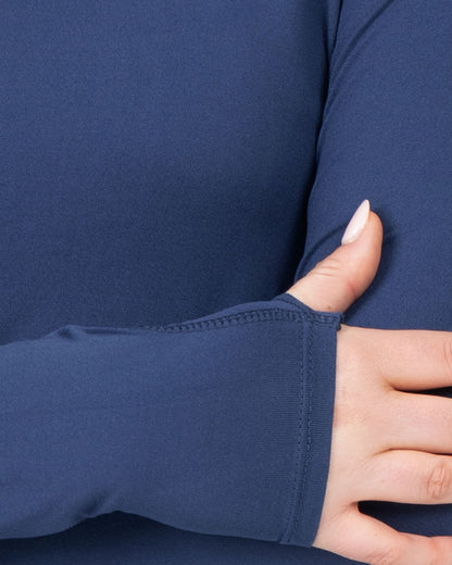 Ava Therese 1122 Lily Brushed Knit Tee Shirt w/Thumb Hole Navy