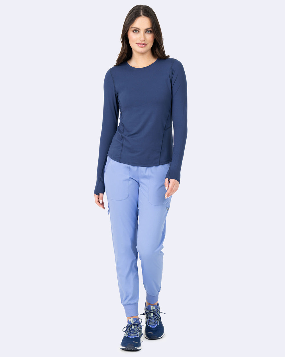 Ava Therese 1122 Lily Brushed Knit Tee Shirt w/Thumb Hole Navy