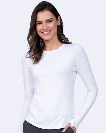 Zavate Lily Brushed Knit Tee Shirt w/Thumb Hole Style 1122 in color White Image 1