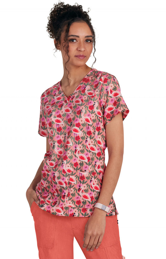 Artist Series 1122PRA Rosalie Top Flamingo and Flowers